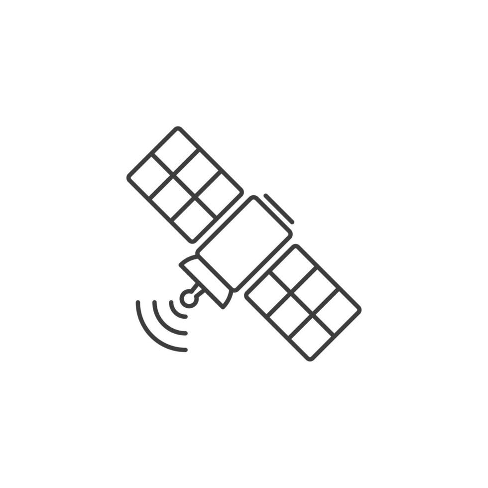 Le signe vectoriel du symbole satellite est isolé sur un fond blanc. couleur de l'icône satellite modifiable.