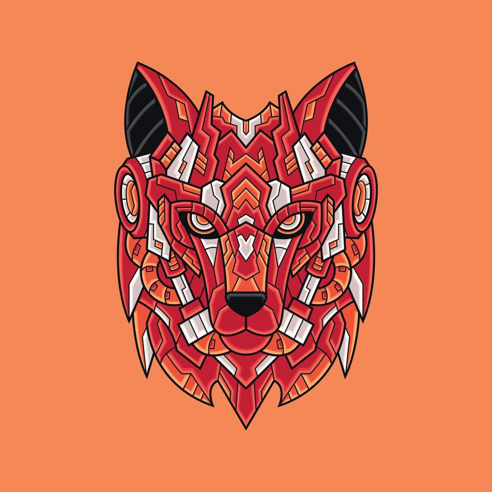 ornement géométrique coloré abstrait doodle loup illustration vecteur de concept de dessin animé tribal. adapté au logo, au papier peint, à la bannière, à l'arrière-plan, à la carte, à l'illustration de livre, à la conception de t-shirt, à l'autocollant, à la couverture