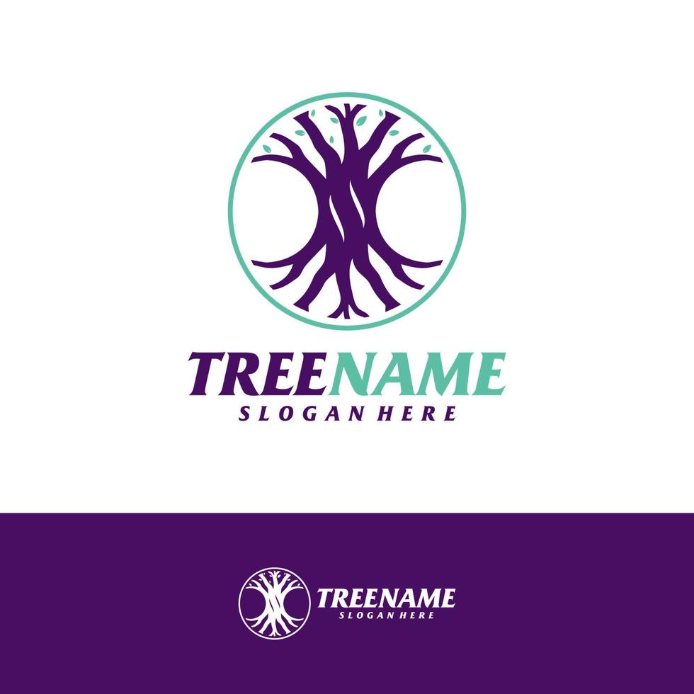 arbre avec modèle de conception de logo racine. vecteur de concept de logo d'arbre. symbole d'icône créative