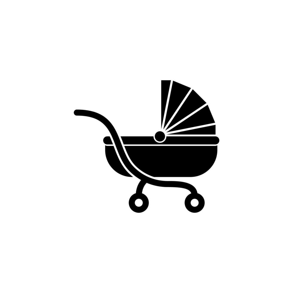 Le signe vectoriel du symbole de la poussette de bébé est isolé sur un fond blanc. couleur d'icône de poussette de bébé modifiable.