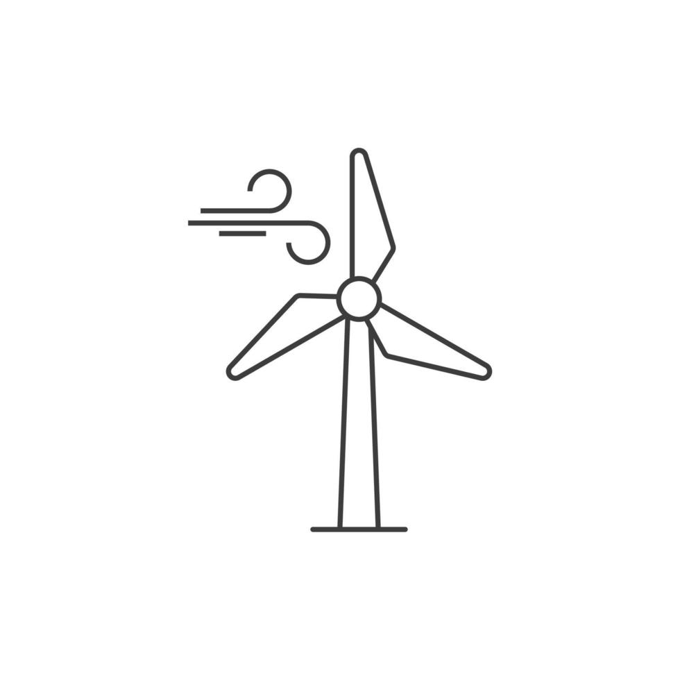 Le signe vectoriel du symbole de l'éolienne est isolé sur un fond blanc. couleur de l'icône de l'éolienne modifiable.