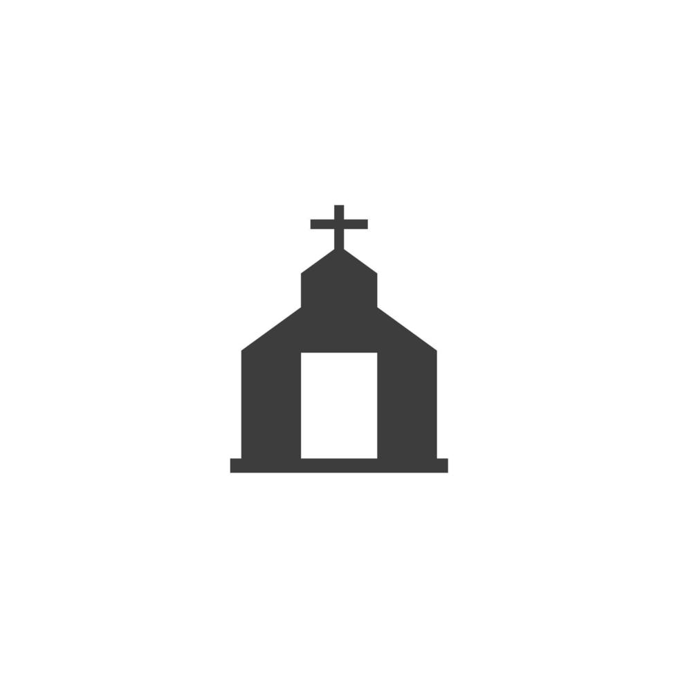 Le signe vectoriel du symbole du bâtiment de l'église est isolé sur un fond blanc. couleur d'icône de bâtiment d'église modifiable.