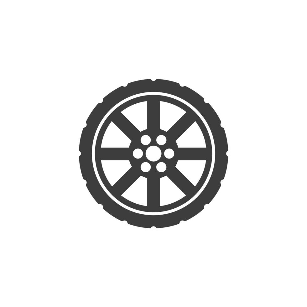 Le signe vectoriel du symbole des roues de voiture est isolé sur un fond blanc. couleur d'icône de roues de voiture modifiable.