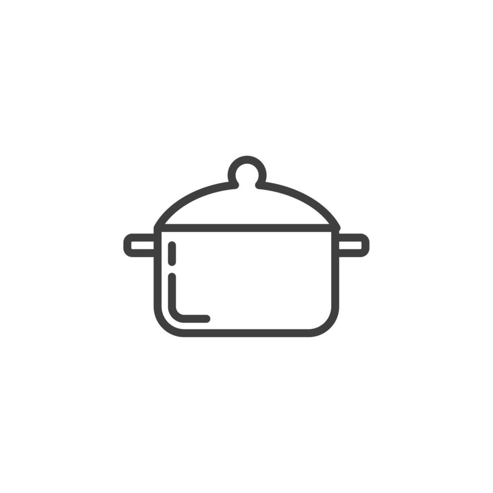 Le signe vectoriel du symbole de la casserole est isolé sur un fond blanc. couleur de l'icône de la casserole de cuisson modifiable.