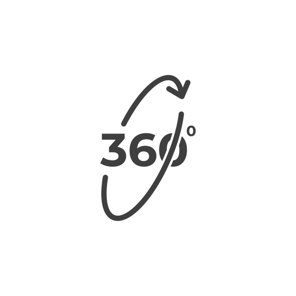 signe vectoriel du symbole ange 360 est isolé sur un fond blanc. ange 360 couleur d'icône modifiable.