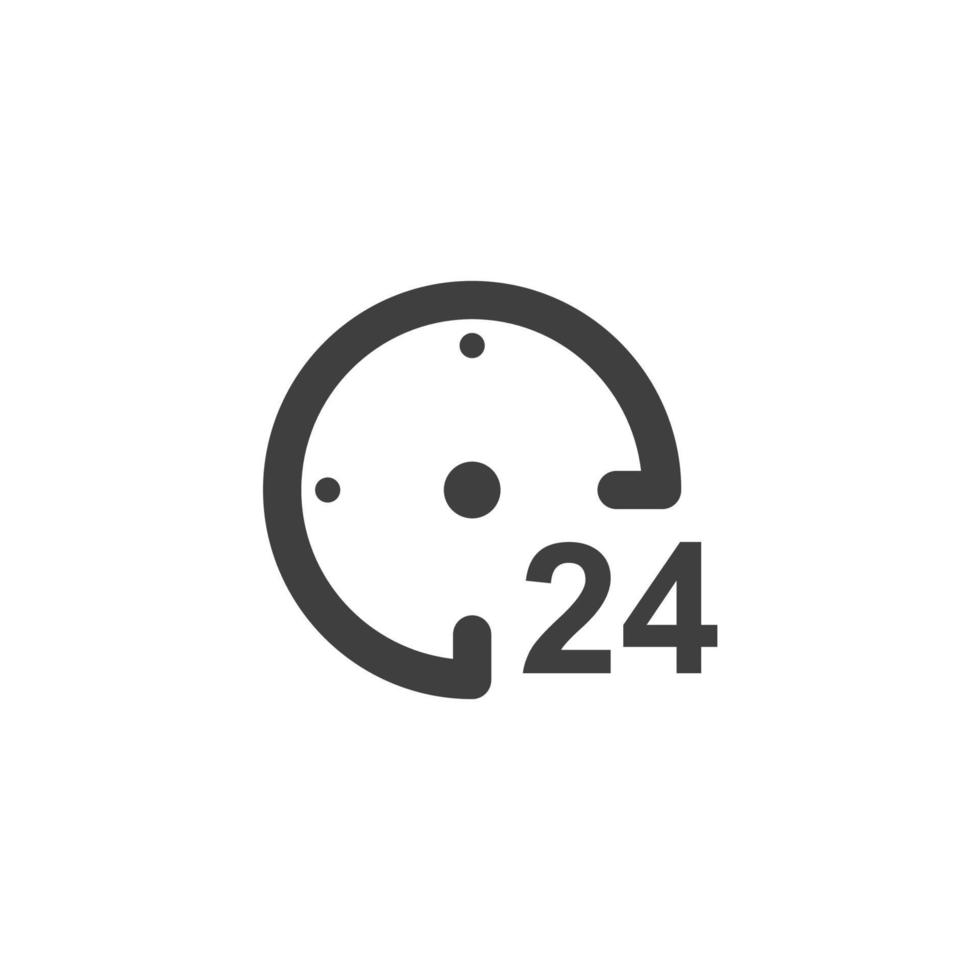 Le signe vectoriel du symbole 24 heures est isolé sur un fond blanc. Couleur de l'icône 24 heures modifiable.