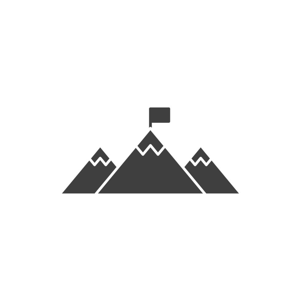 Le signe vectoriel de la montagne avec le symbole du drapeau est isolé sur un fond blanc. montagne avec couleur d'icône de drapeau modifiable.