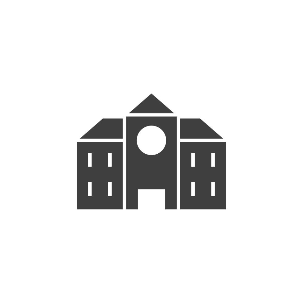 Le signe vectoriel du symbole du bâtiment scolaire est isolé sur un fond blanc. couleur d'icône de bâtiment scolaire modifiable.