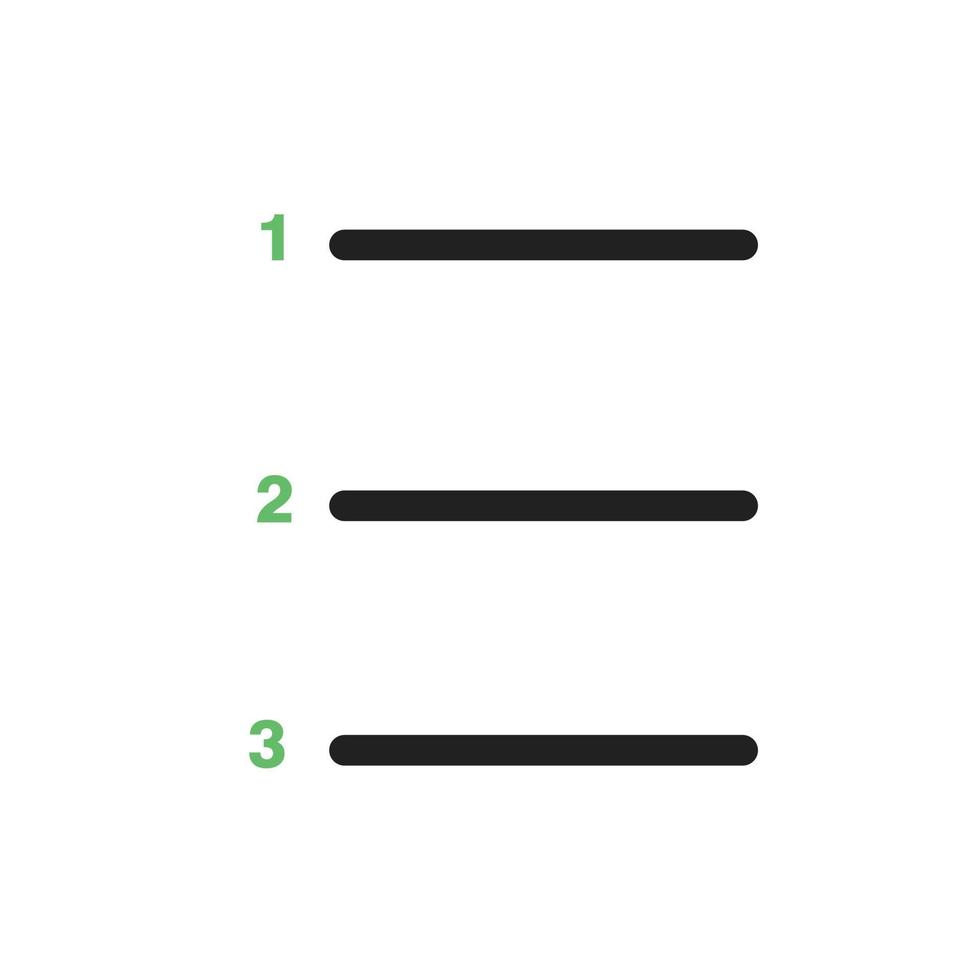 ligne de liste numérotée icône verte et noire vecteur