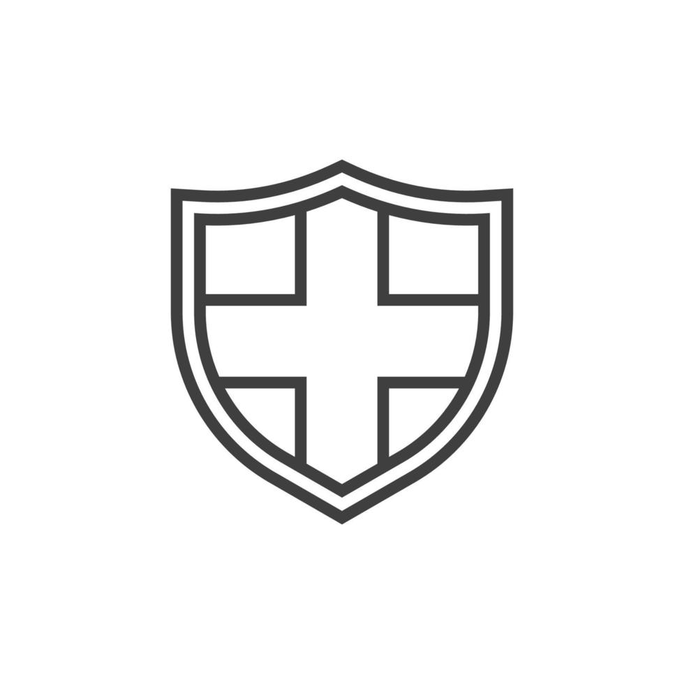 Le signe vectoriel du symbole du bouclier est isolé sur un fond blanc. couleur d'icône de bouclier modifiable.