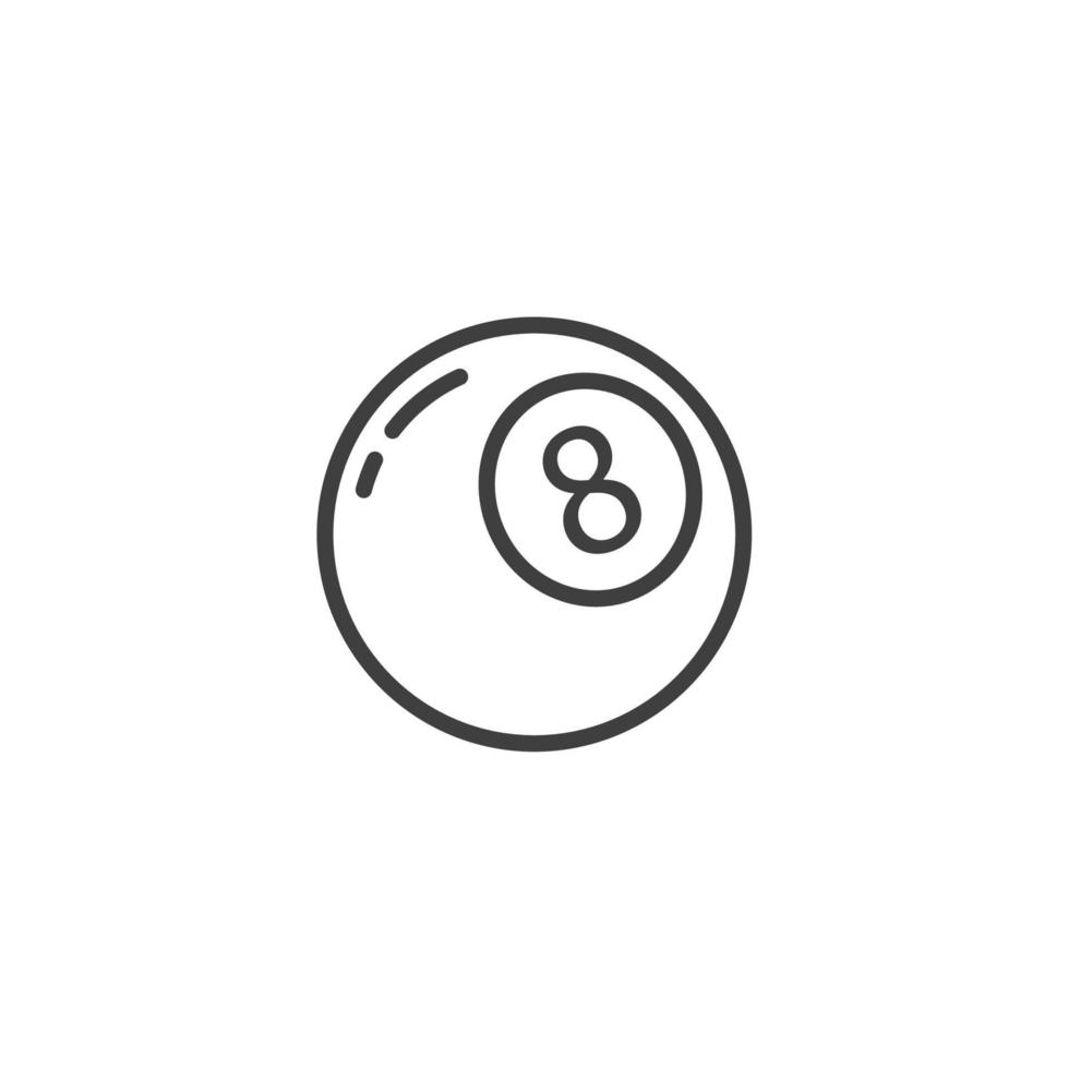 Le signe vectoriel du symbole de boule de huit de la piscine est isolé sur un fond blanc. couleur d'icône de boule de huit piscine modifiable.