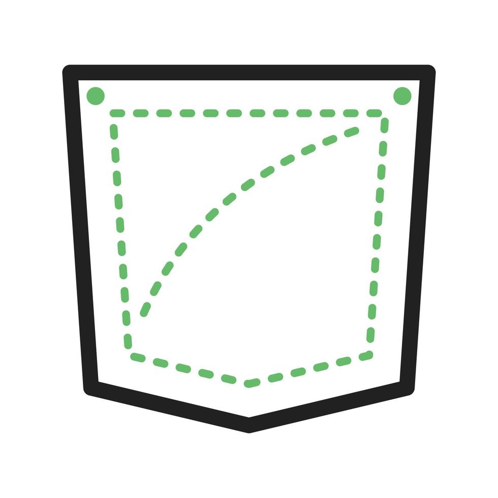 carré de poche ligne icône verte et noire vecteur