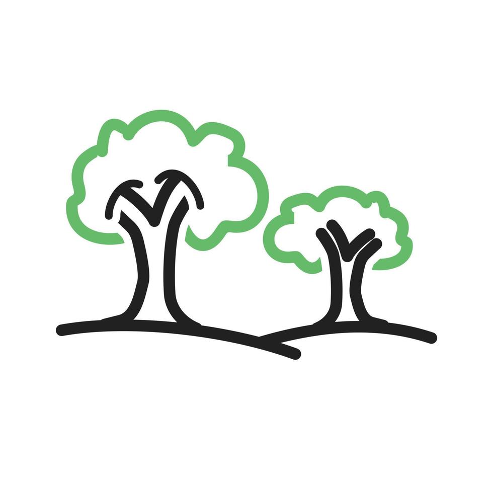 ligne d'arbres icône verte et noire vecteur