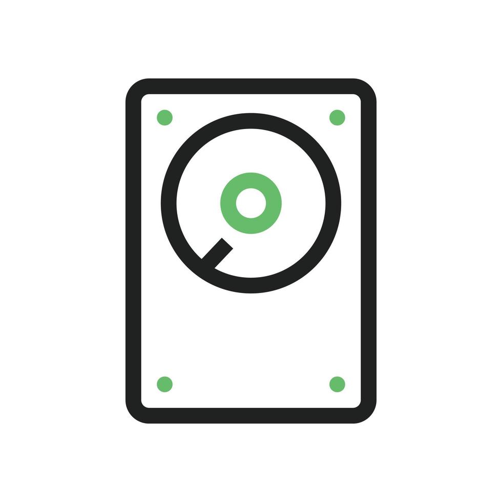 ligne de disque dur icône verte et noire vecteur
