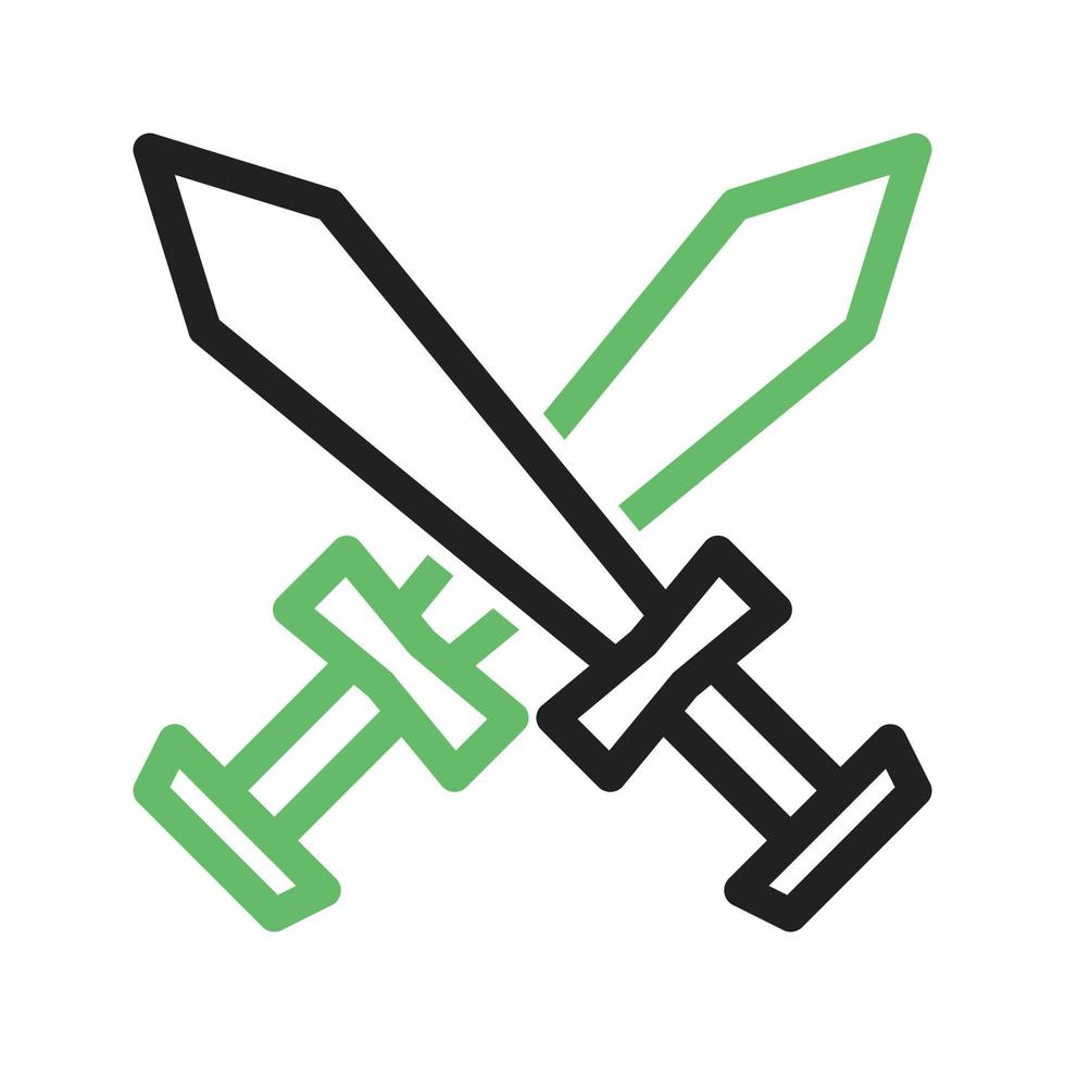 icône verte et noire de ligne d'épées vecteur