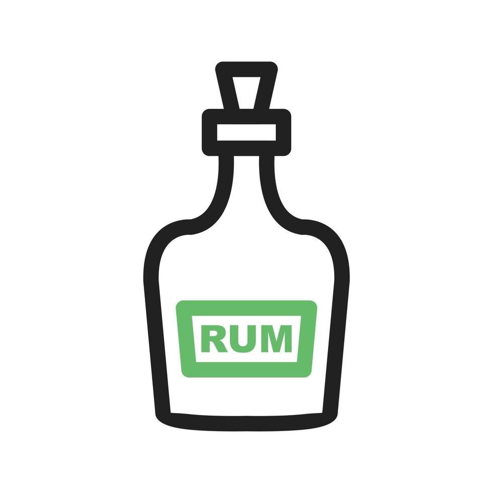 bouteille de rhum ligne icône verte et noire vecteur