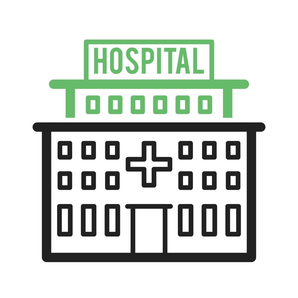 icône de la ligne verte et noire de l'hôpital vecteur