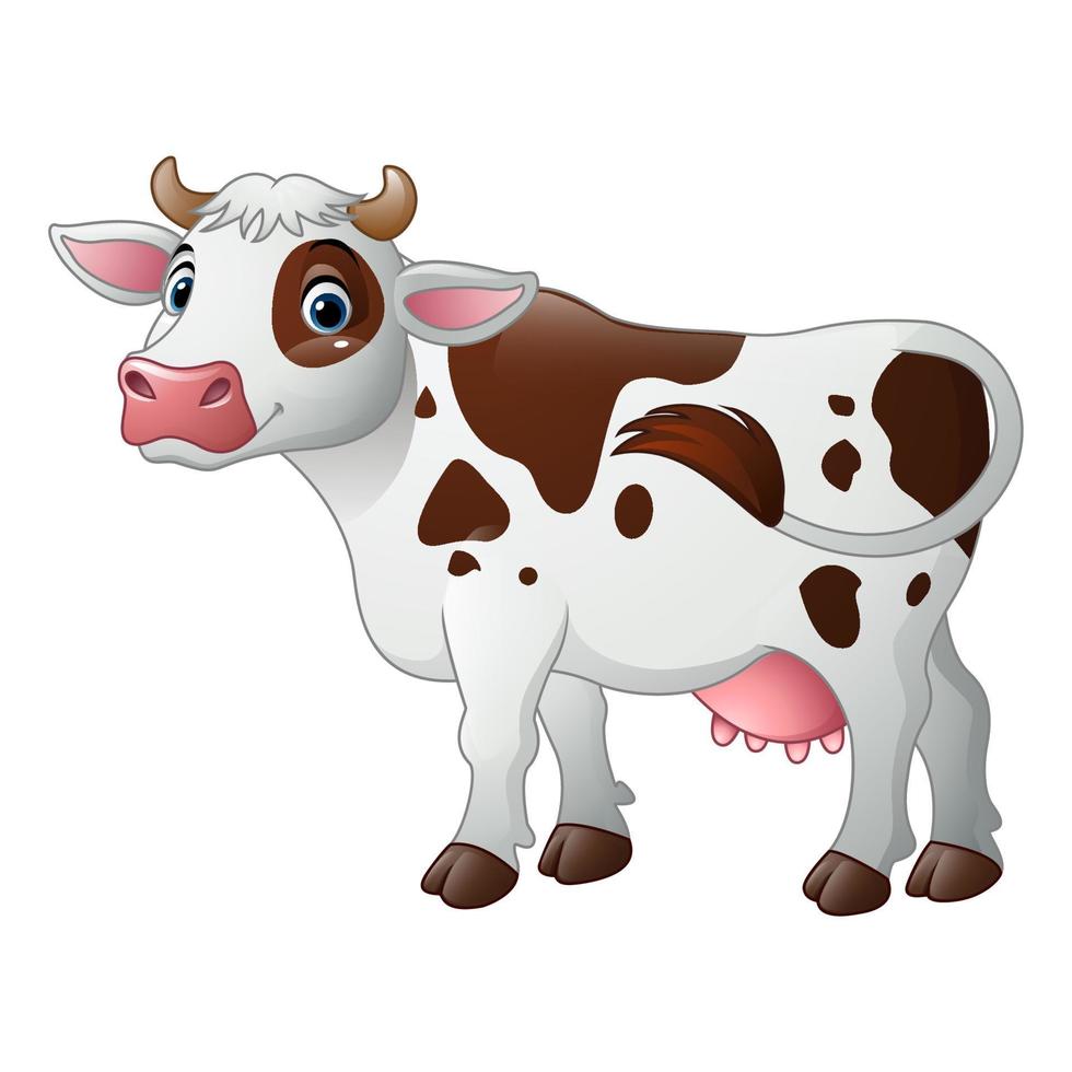 heureux, dessin animé, vache vecteur