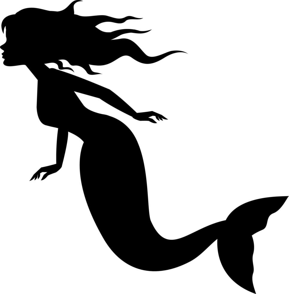silhouette de sirène nageant vecteur