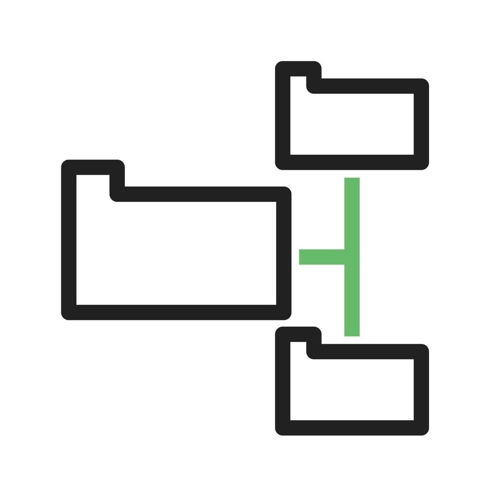 dossiers partage ligne de données icône verte et noire vecteur