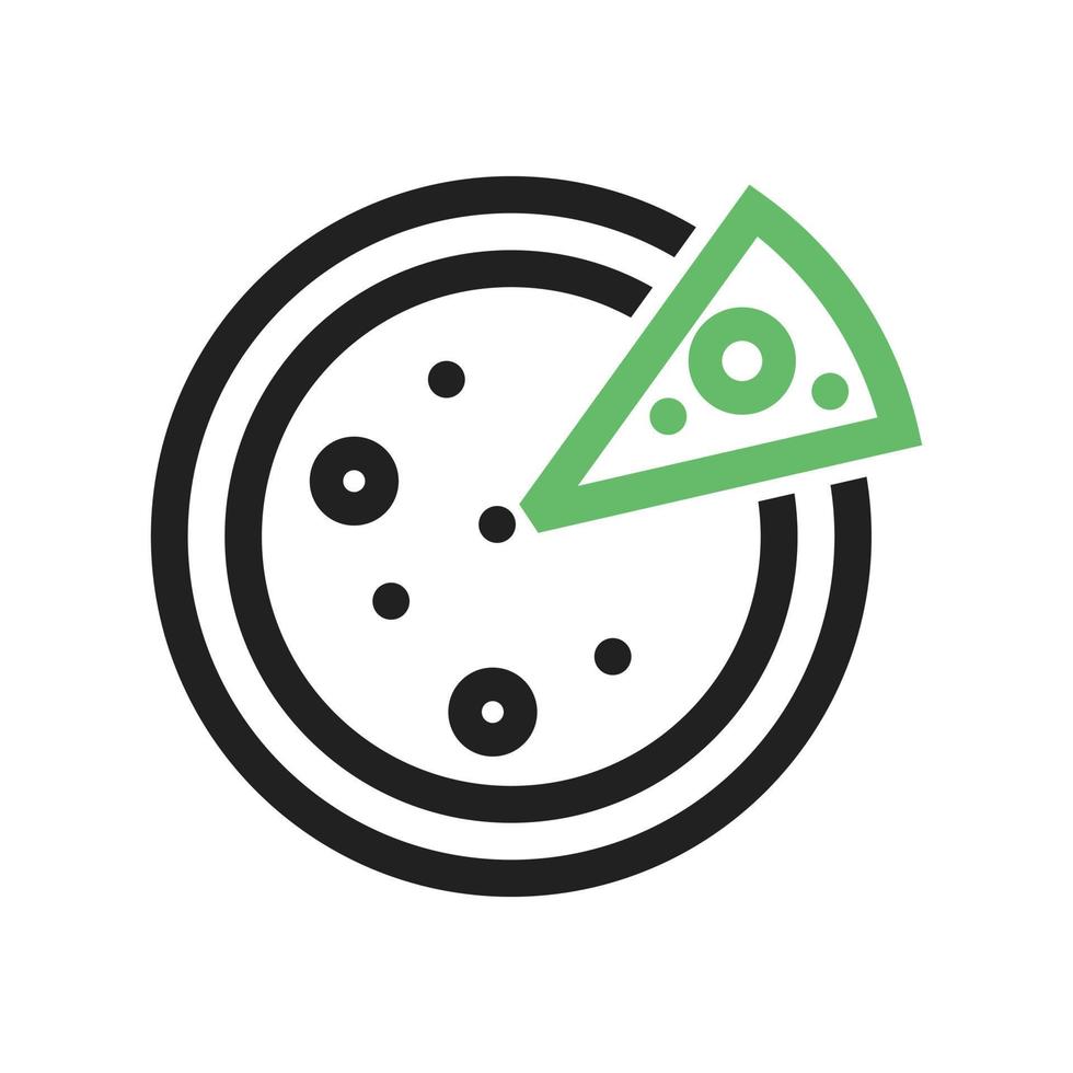 icône verte et noire de la ligne de pizza vecteur