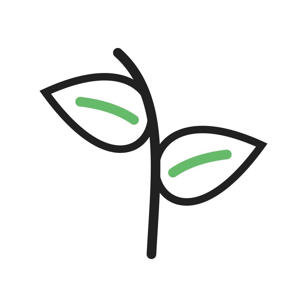 icône verte et noire à deux feuilles vecteur