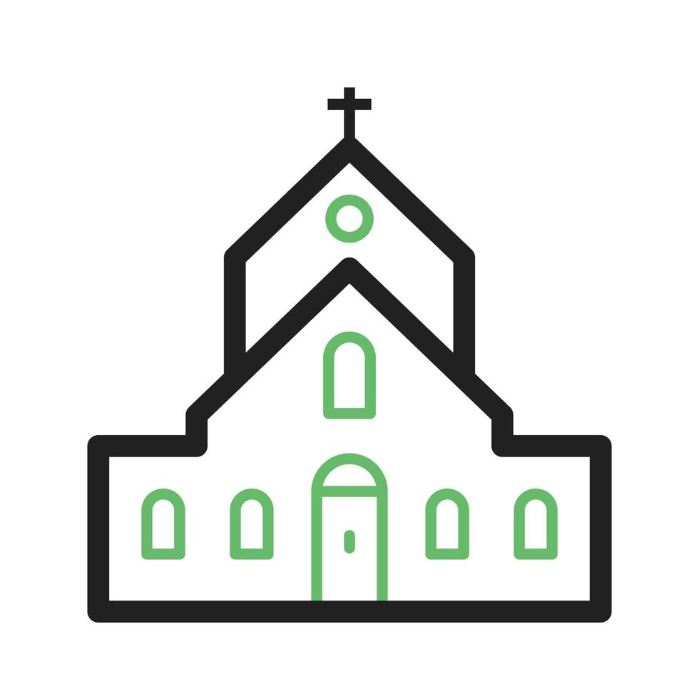 bâtiment de l'église ii ligne icône verte et noire vecteur