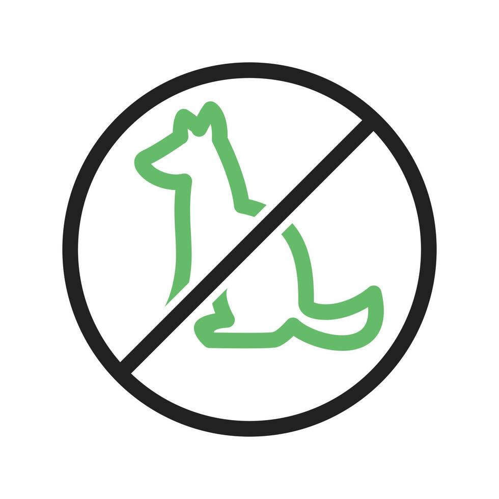 aucune ligne de signe pour animaux de compagnie icône verte et noire vecteur