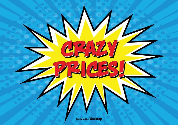 Comic Style Promotionnel '' Crazy Prices '' Illustration vecteur