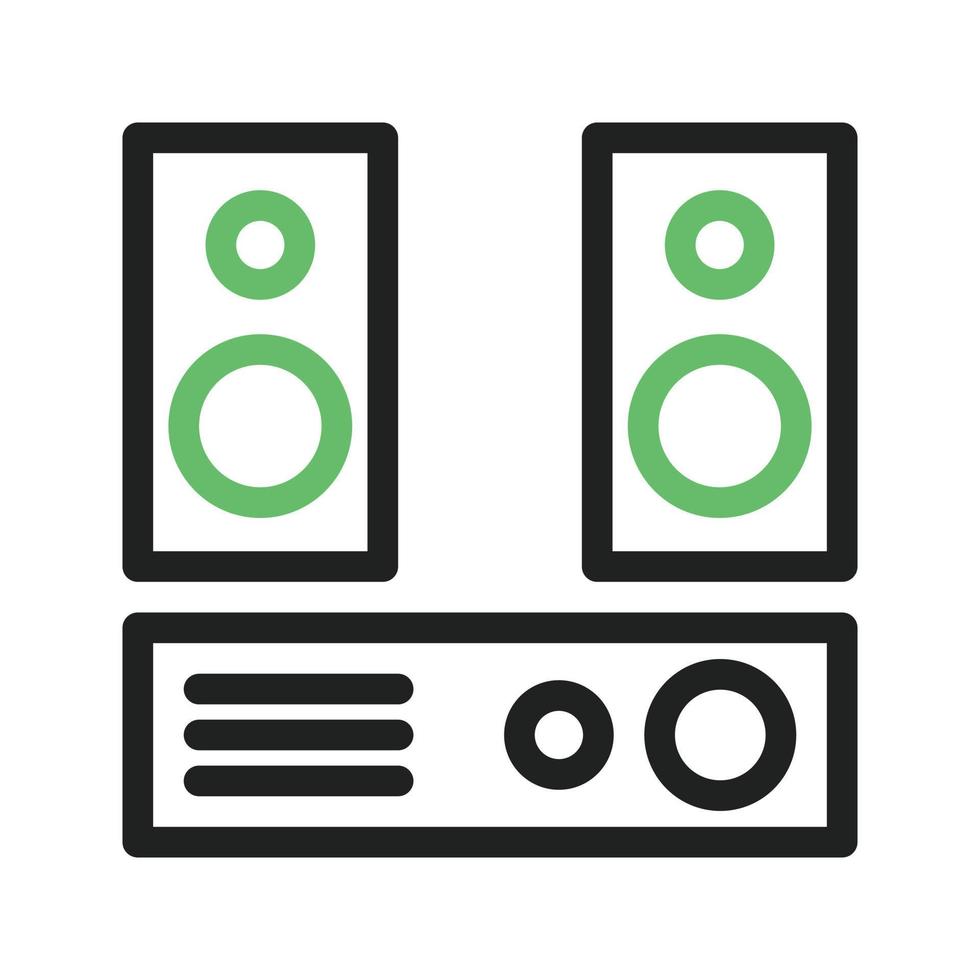 icône verte et noire de la ligne du système audio vecteur