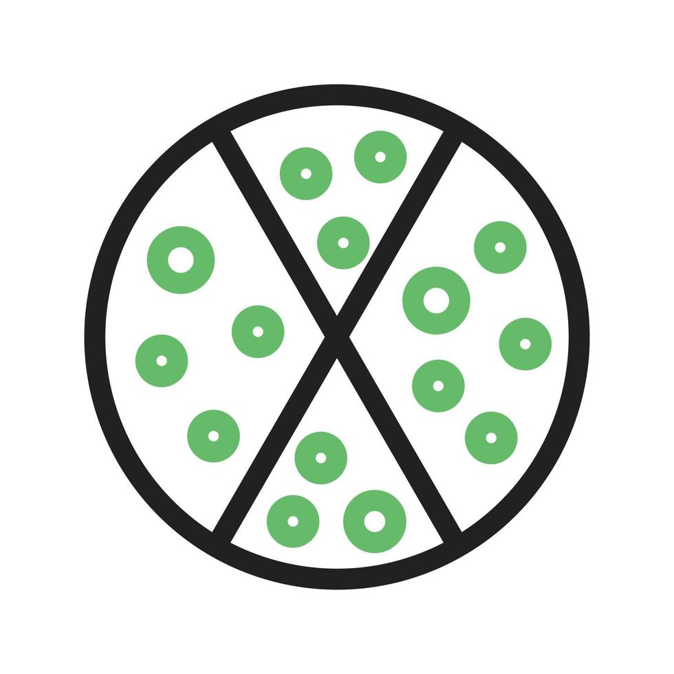 icône verte et noire de la ligne de pizza vecteur