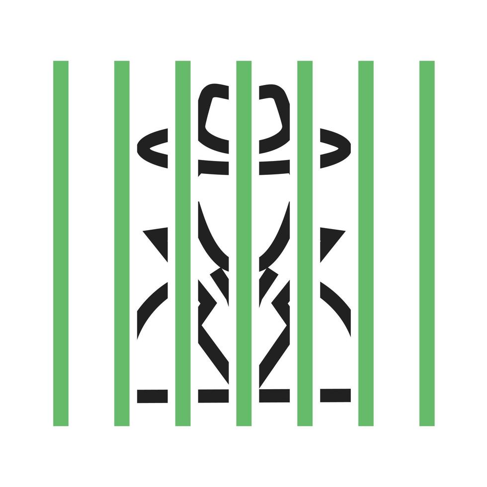 criminel derrière les barreaux ligne icône verte et noire vecteur