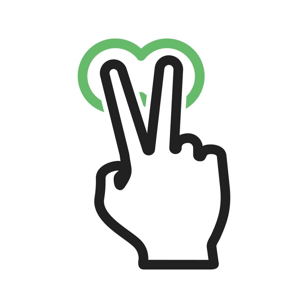 deux doigts appuyez et maintenez la ligne icône verte et noire vecteur