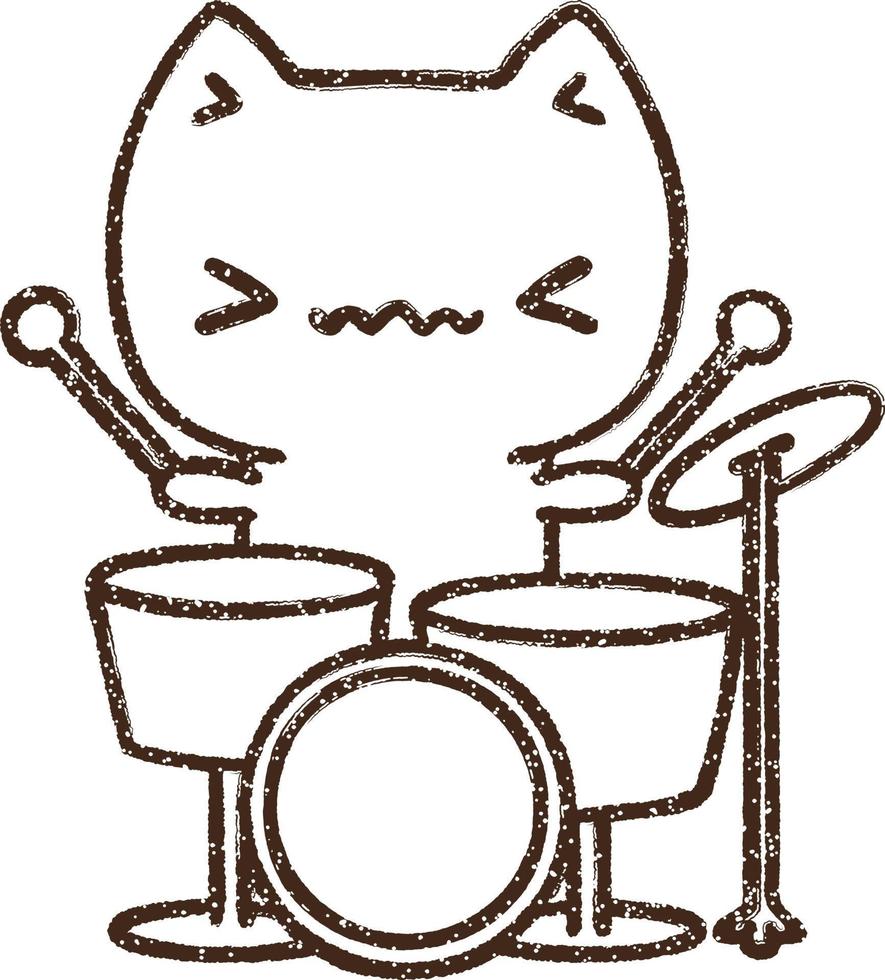 chat batteur dessin au fusain vecteur