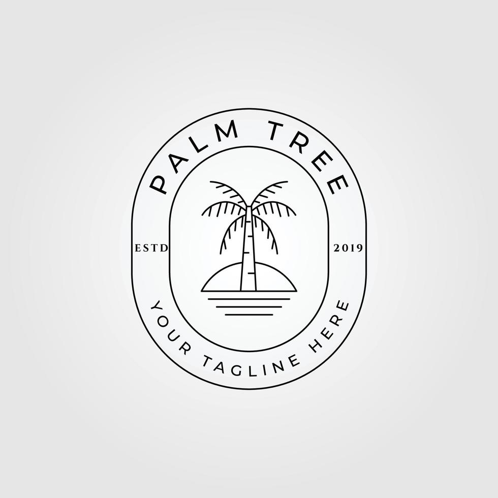 logo, icône et symbole d'art en ligne de palmier, avec illustration vectorielle emblème vecteur