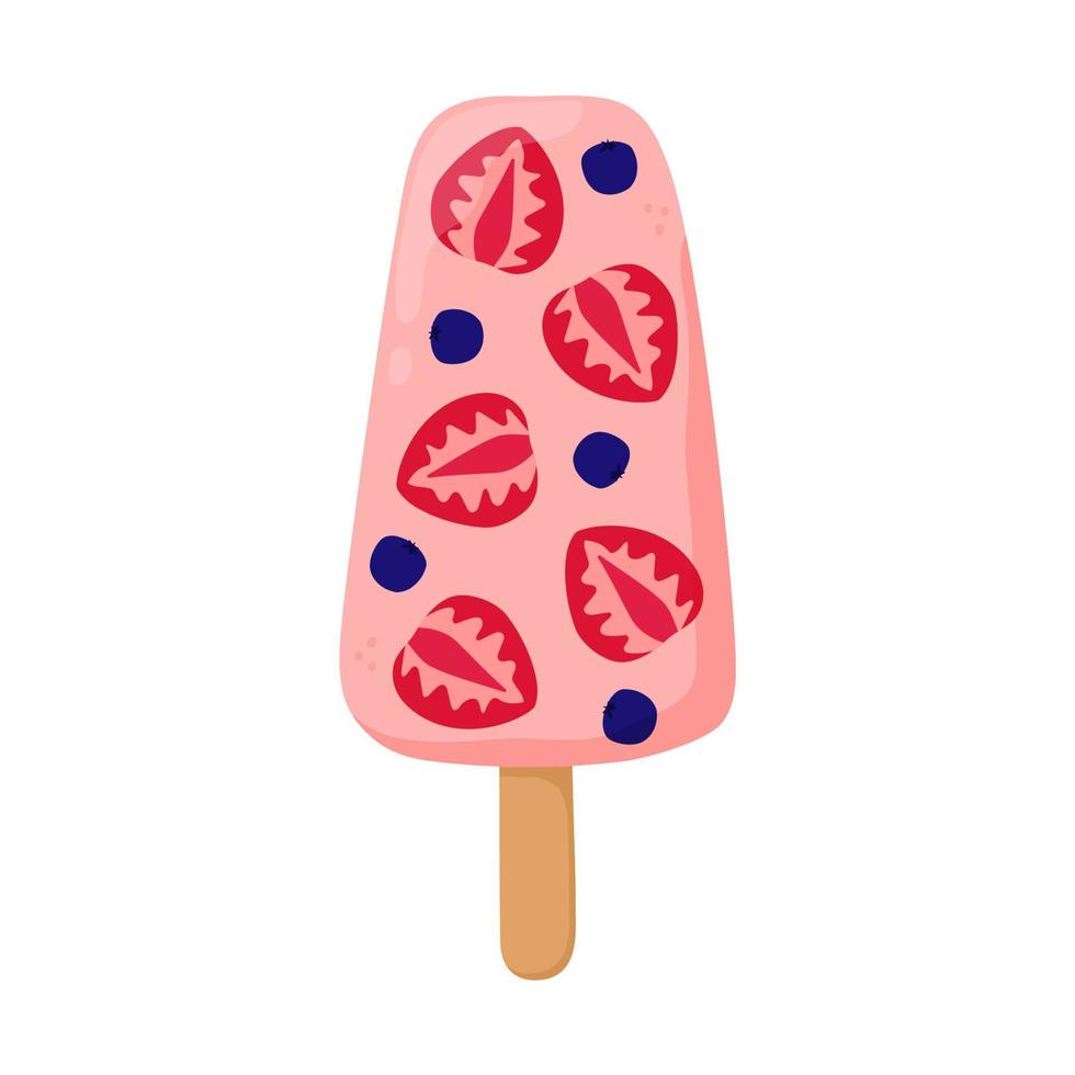 glace aux fruits avec fraise et myrtille. peut être utilisé pour la décoration d'affiches, d'impressions, de cartes et de vêtements, pour la conception d'aliments et le logo d'un magasin de crème glacée vecteur