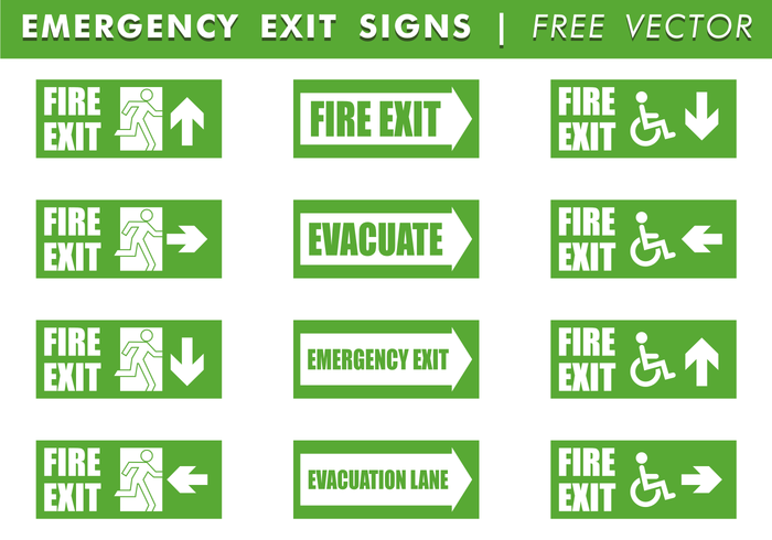 Signaux de sortie d'urgence Free Vector