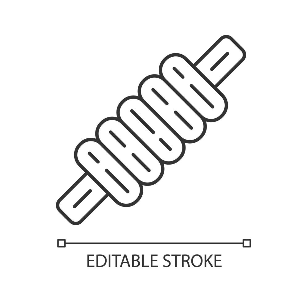 icône linéaire de caution de cricket. équipement de sport. partie supérieure du guichet. barre transversale horizontale sur le portail. illustration de la ligne mince. symbole de contour. dessin de contour isolé de vecteur. trait modifiable vecteur