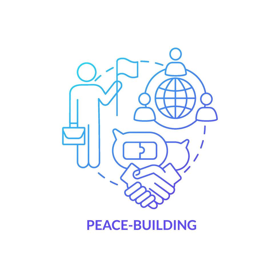 icône de concept de gradient bleu de consolidation de la paix. des relations partenaires constructives. illustration de ligne mince d'idée abstraite de sécurité communautaire. dessin de contour isolé. vecteur