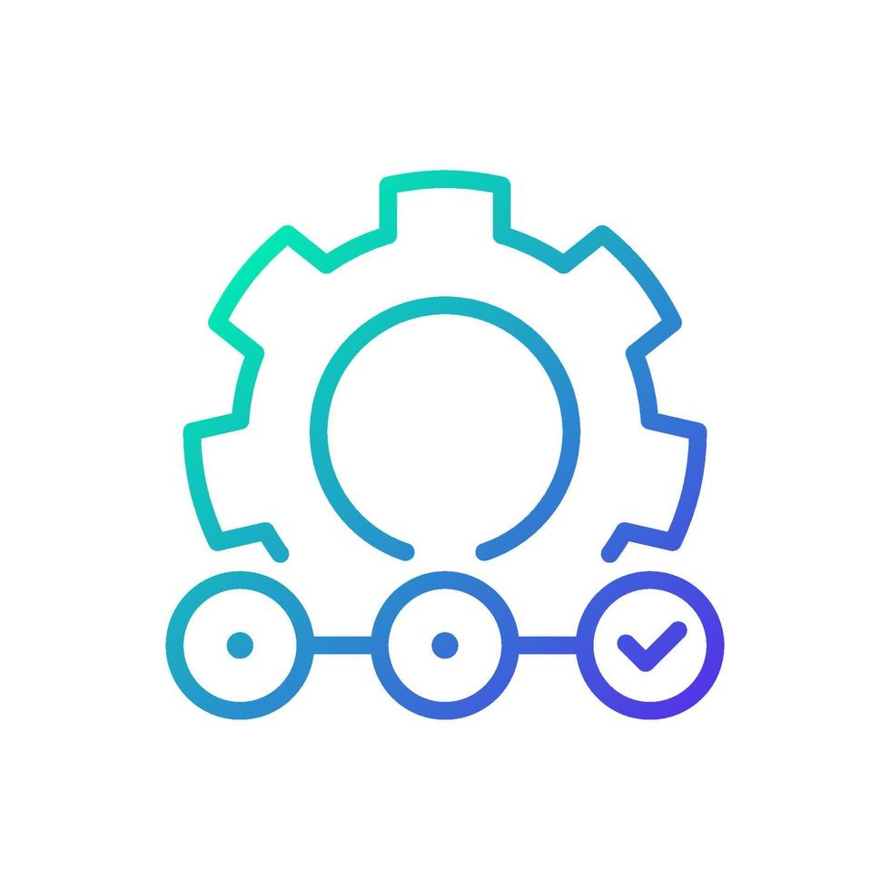 icône de vecteur linéaire de gradient de chaîne d'approvisionnement. livrer des biens et des services. gestion de la logistique. transport des produits. symbole de couleur de ligne mince. pictogramme de style moderne. dessin de contour isolé de vecteur