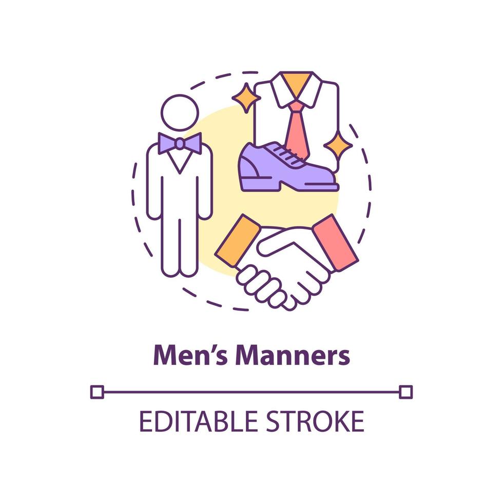 icône de concept de manières d'hommes. homme élégant et bien élevé. étiquette sociale idée abstraite illustration fine ligne. dessin de contour isolé. trait modifiable. vecteur