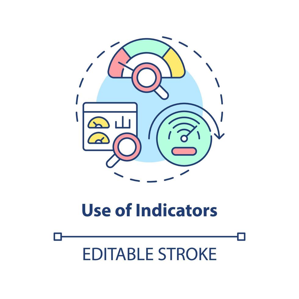 utilisation de l'icône de concept d'indicateurs. outils de contrôle. option de production plus propre idée abstraite illustration de ligne mince. dessin de contour isolé. trait modifiable. vecteur