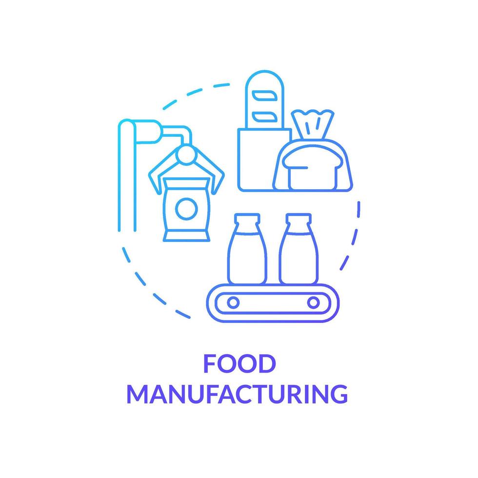 icône de concept de gradient bleu de fabrication alimentaire. production et transformation. illustration de fine ligne d'idée abstraite de sous-secteur d'affaires. dessin de contour isolé. vecteur