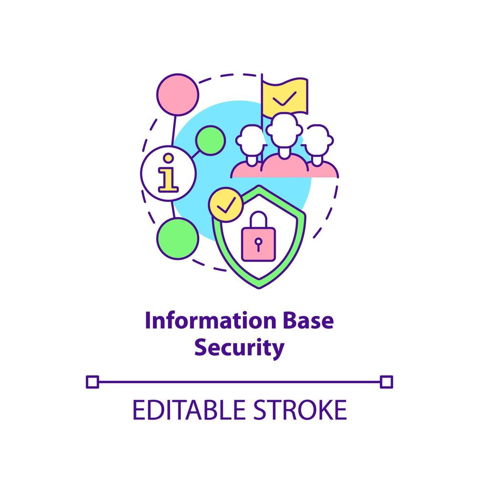 icône de concept de sécurité de la base d'informations. élément de l'illustration de la ligne mince de l'idée abstraite de la sécurité nationale. dessin de contour isolé. trait modifiable. vecteur