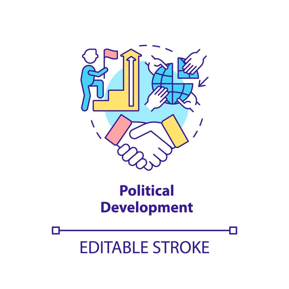 icône de concept de développement politique. stratégie nationale de sécurité. illustration de ligne mince d'idée abstraite de sécurité communautaire. dessin de contour isolé. trait modifiable. vecteur