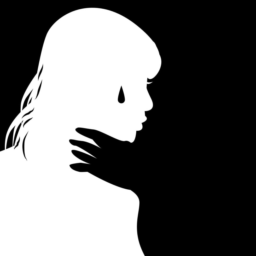 femme qui pleure silhouette vecteur