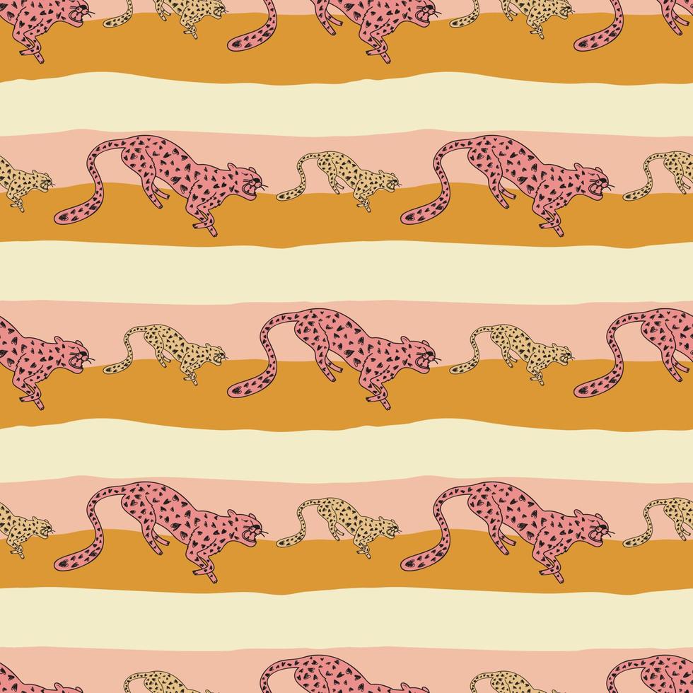 motif décoratif sans couture avec léopard mignon doodle. fond d'écran sans fin de guépard dessiné à la main. vecteur