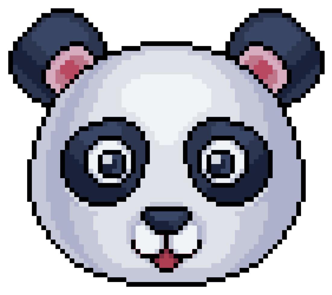 icône de visage d'ours panda pixel art pour le jeu 8bit sur fond blanc. vecteur