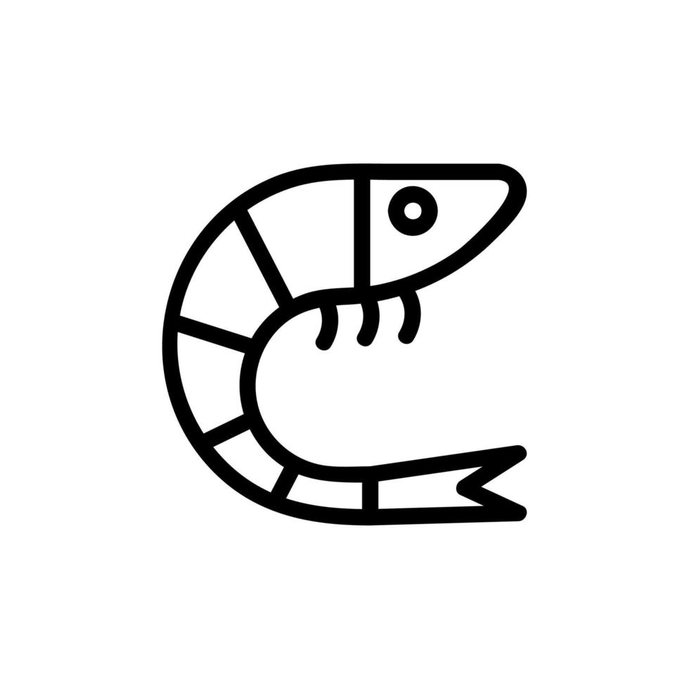 vecteur d'icône de crevettes. illustration de symbole de contour isolé