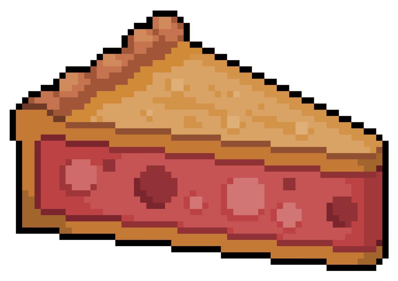 tarte aux pommes pixel art. tranche de tarte vecteur élément de jeu 8 bits sur fond blanc